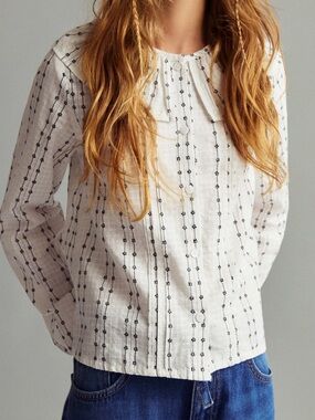 Mango Kids Roma cotton babydoll collar blouse. Size 7 new